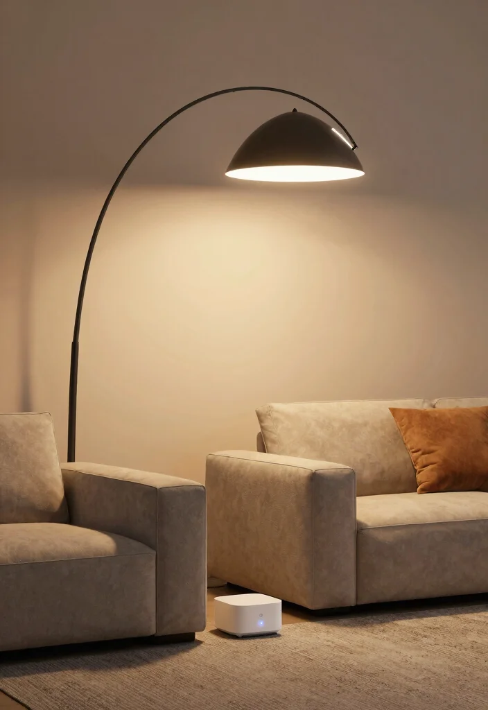 14 Arc Floor Lamp Ideas That Add Drama 30 14 Arc Floor Lamp Ideas That Add Drama - 10. Arc Lamps with Built-In Smart Technology 1