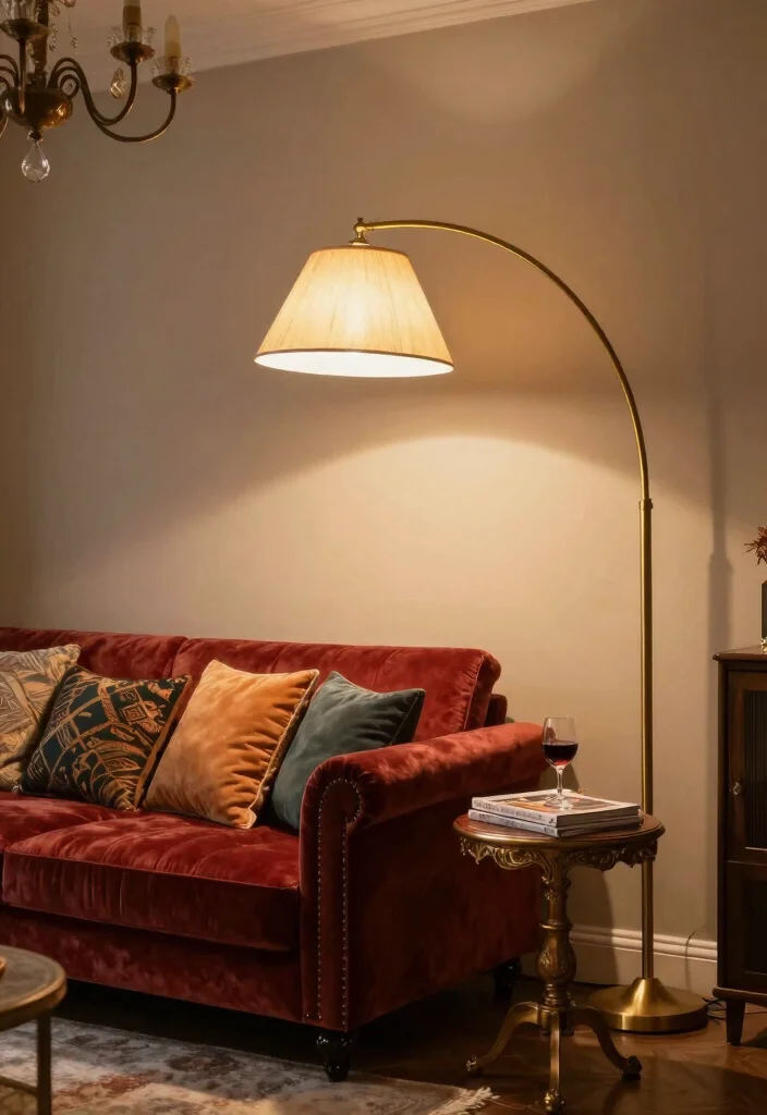 14 Arc Floor Lamp Ideas That Add Drama 12 14 Arc Floor Lamp Ideas That Add Drama - 2. Vintage Glamour 1