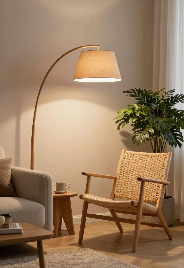14 Arc Floor Lamp Ideas That Add Drama 27 14 Arc Floor Lamp Ideas That Add Drama - 7. Natural Materials 1