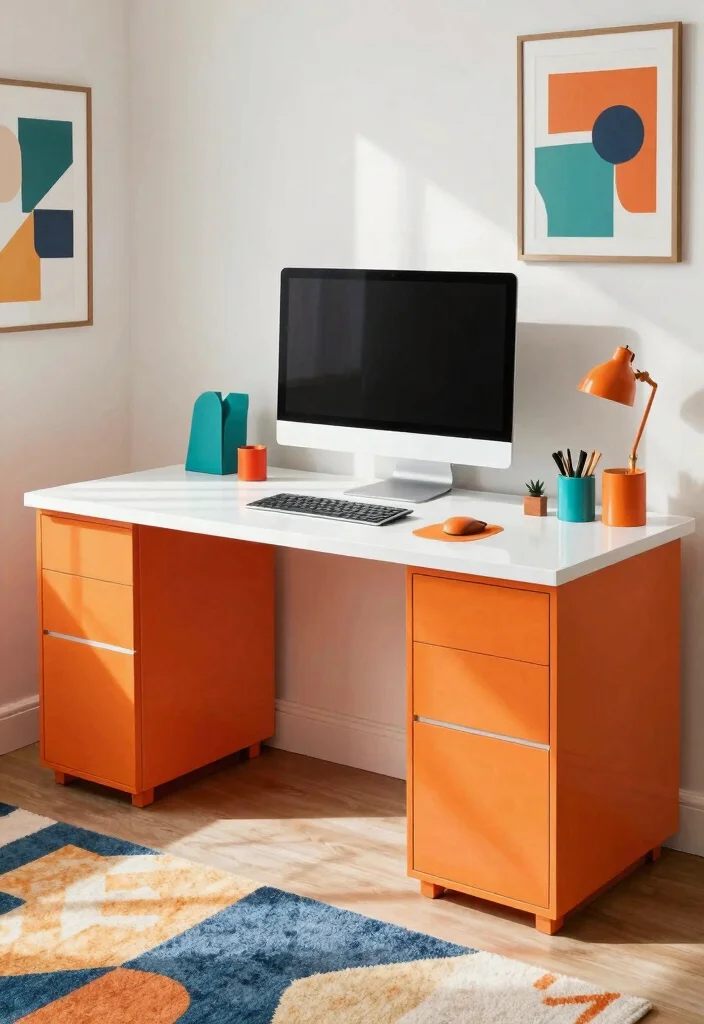 14 Architect Desk Setup Ideas That Look Professional 14 14 Architect Desk Setup Ideas That Look Professional - 4. Bold Color Blocking 1