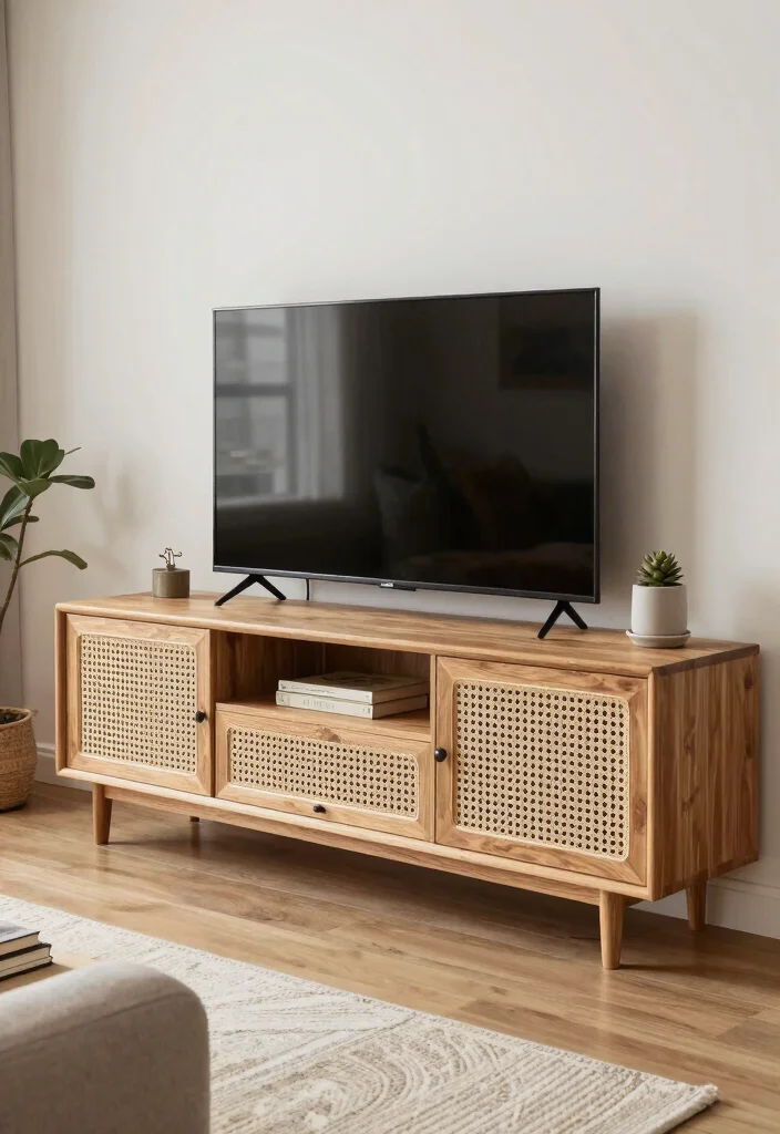 14 Cane TV Unit Ideas With Natural Texture - 14. Customized Creations 1