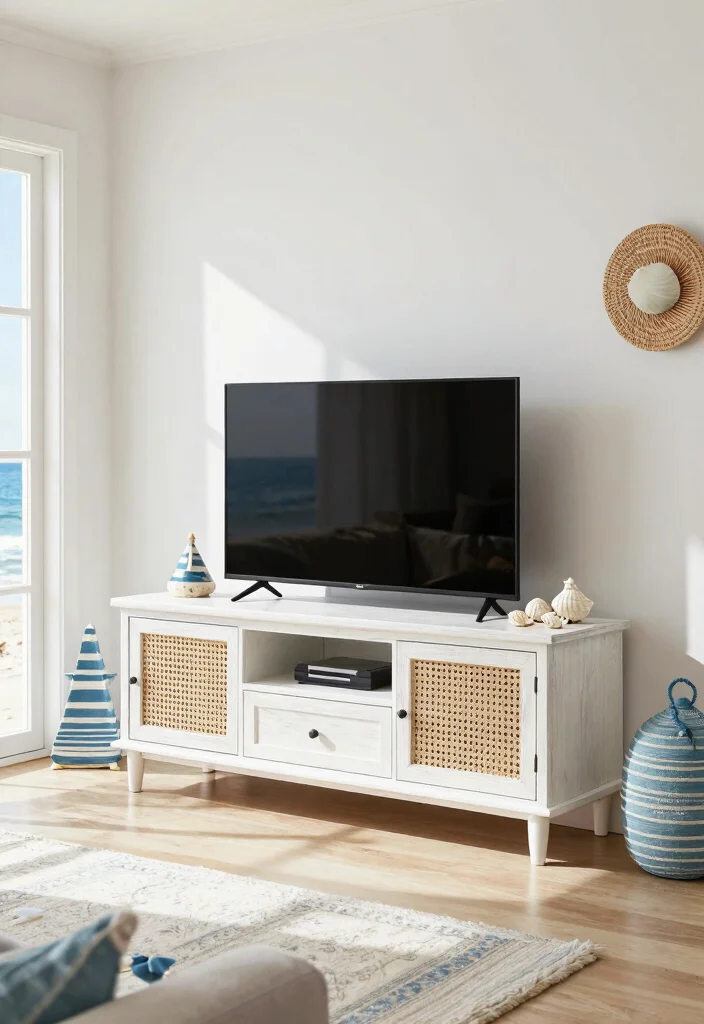 14 Cane TV Unit Ideas With Natural Texture - 6. Coastal Inspirations 1