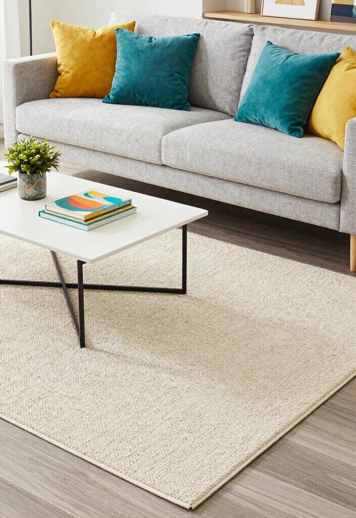 14 Flat Weave Rug Ideas That Feel Minimal & Modern 50 14 Flat Weave Rug Ideas That Feel Minimal & Modern - 10. Neutral Base with a Pop of Color 1