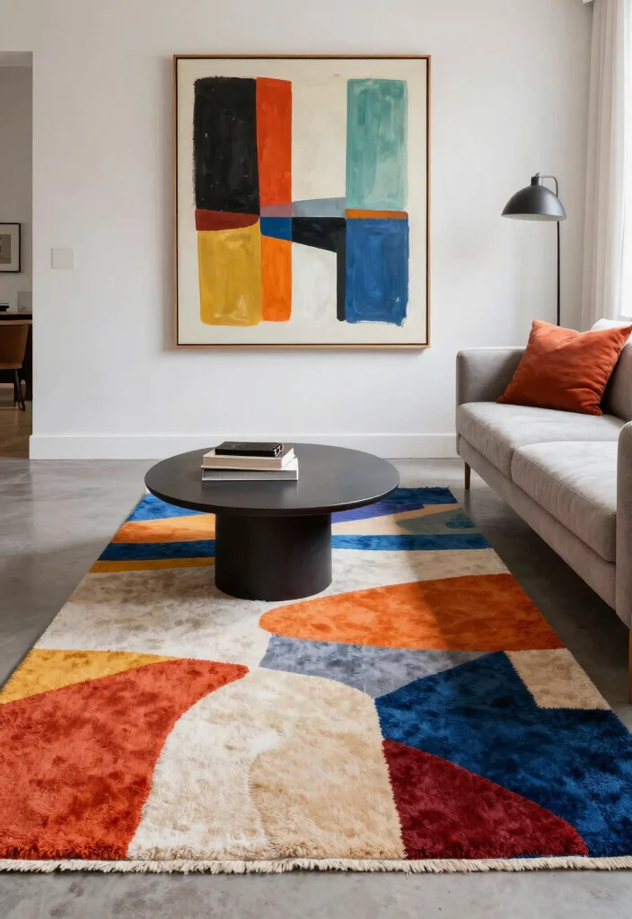 14 Flat Weave Rug Ideas That Feel Minimal & Modern 62 14 Flat Weave Rug Ideas That Feel Minimal & Modern - 12. Artistic and Abstract Designs 1