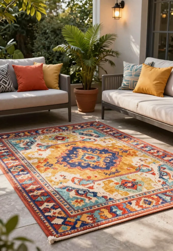 14 Flat Weave Rug Ideas That Feel Minimal & Modern 37 14 Flat Weave Rug Ideas That Feel Minimal & Modern - 7. Outdoor-Ready Flat Weave Rugs 1