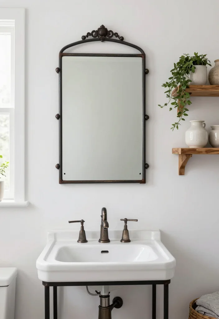14 Guest Bathroom Mirror Ideas That Impress Visitors 14 14 Guest Bathroom Mirror Ideas That Impress Visitors - 4. Vintage Iron Mirrors 1