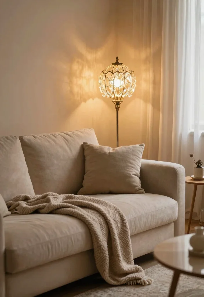 14 Lamp Behind Couch Ideas That Look Designer Approved 51 14 Lamp Behind Couch Ideas That Look Designer Approved - 11. Soft Lighting with Fairy Lamps 1