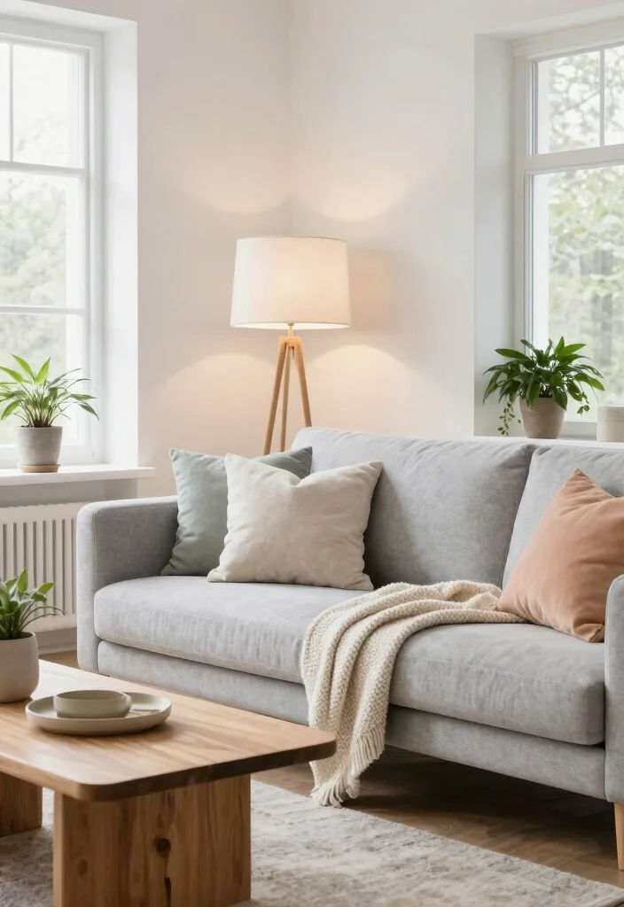 14 Lamp Behind Couch Ideas That Look Designer Approved 13 14 Lamp Behind Couch Ideas That Look Designer Approved - 3. Soft, Scandinavian Simplicity 1