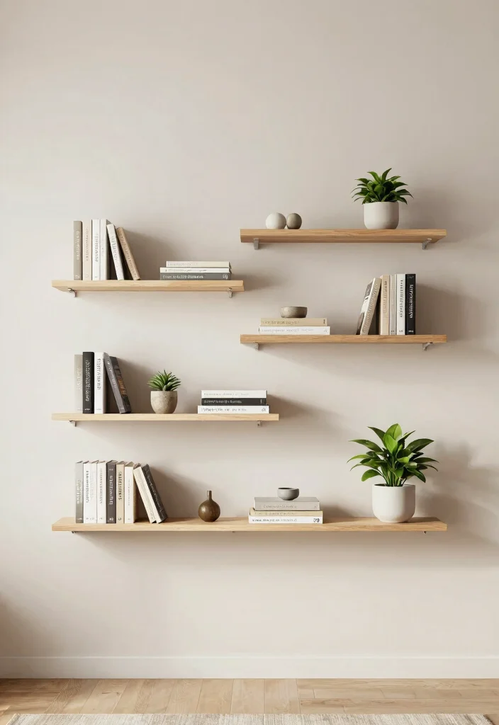 14 Living Room Decor Bookshelf Ideas That Elevate Instantly - 10. Utilize Floating Shelves 1