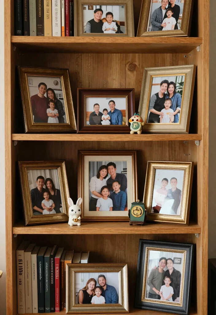 14 Living Room Decor Bookshelf Ideas That Elevate Instantly - 8. Family Photos and Mementos 1