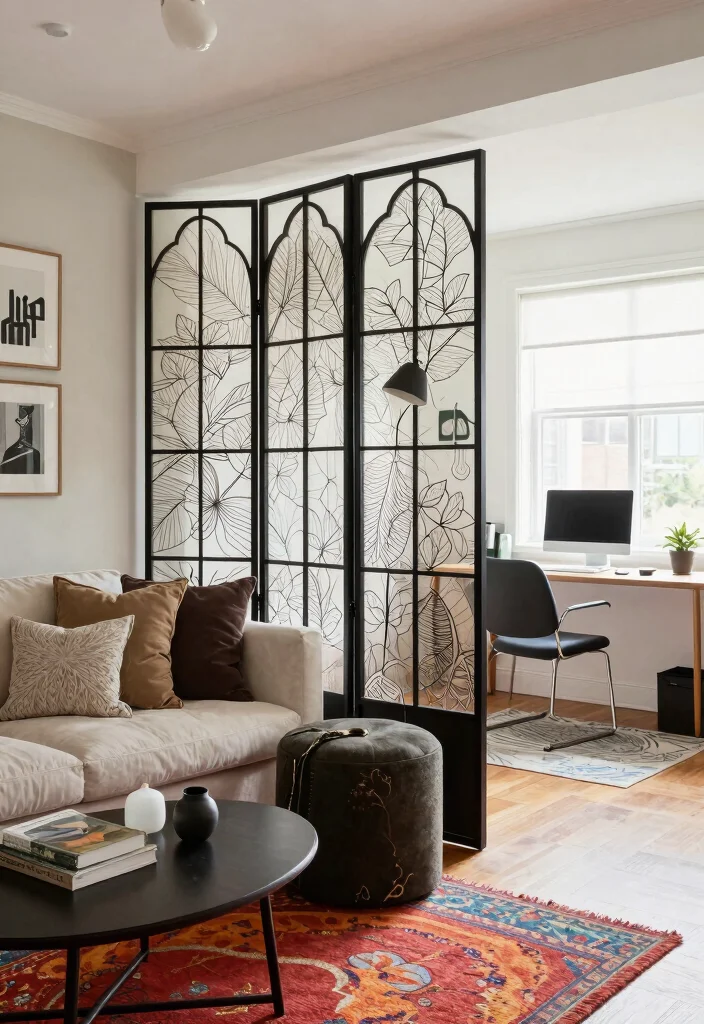 14 Living Room Unit Ideas That Blend Style & Function 40 14 Living Room Unit Ideas That Blend Style & Function - 10. Stylish Room Dividers 1