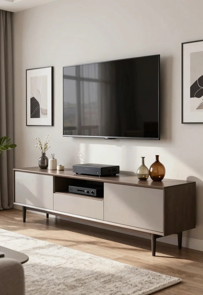 14 Living Room Unit Ideas That Blend Style & Function 14 14 Living Room Unit Ideas That Blend Style & Function - 4. Stylish Media Console 1