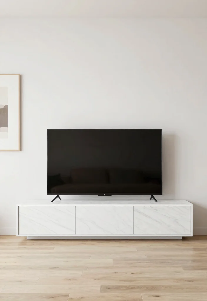 14 Marble TV Unit Ideas With Luxe Appeal - 1. Sleek Minimalism 1