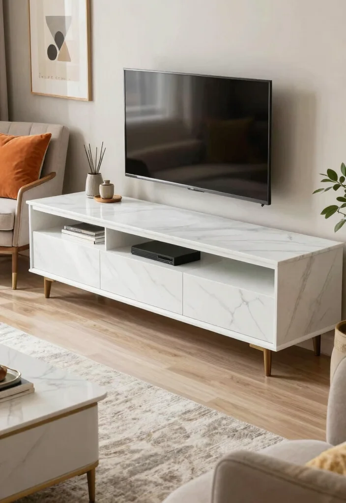 14 Marble TV Unit Ideas With Luxe Appeal - 14. Classic White Marble 1