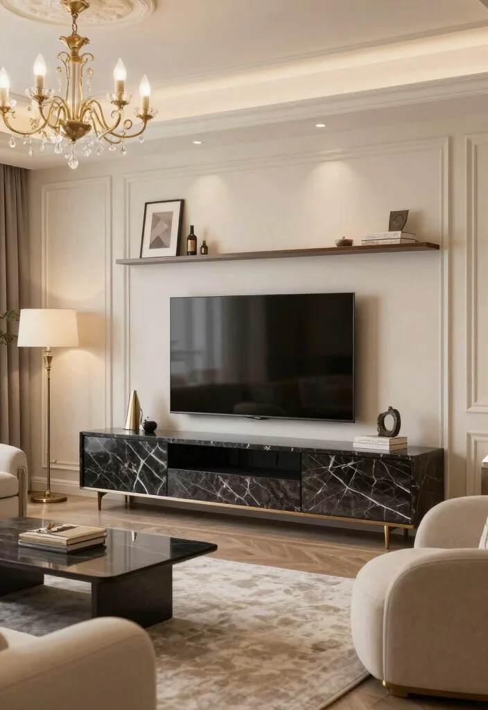 14 Marble TV Unit Ideas With Luxe Appeal - 2. Bold Statement Piece 1