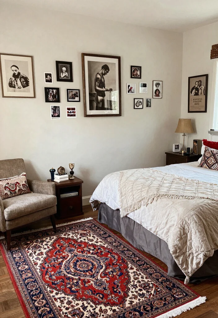 14 Persian Rug Bedroom Aesthetic Ideas With Luxe Charm - 12. Personalized Touches 1