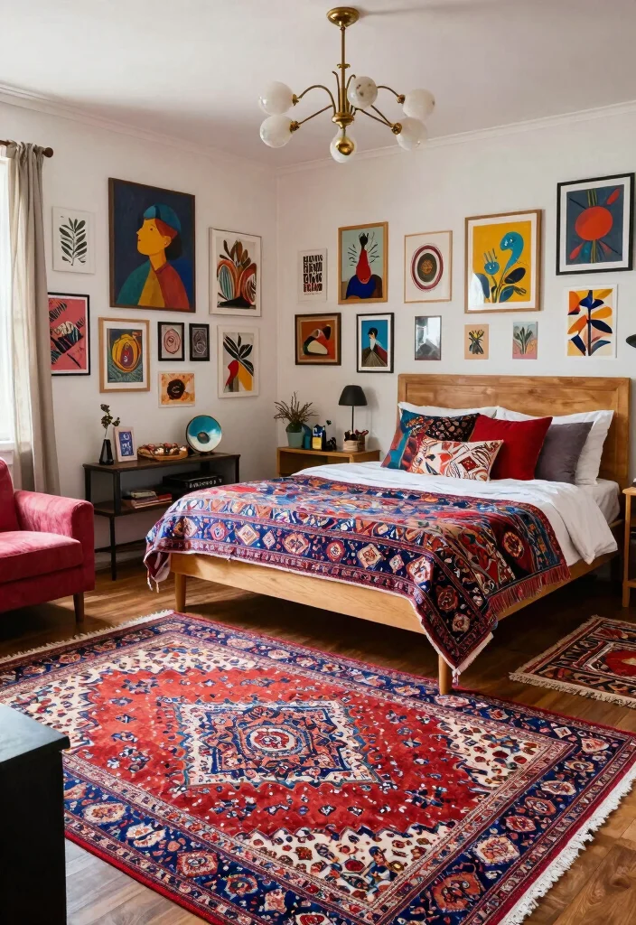 14 Persian Rug Bedroom Aesthetic Ideas With Luxe Charm - 5. Eclectic Mix and Match 1