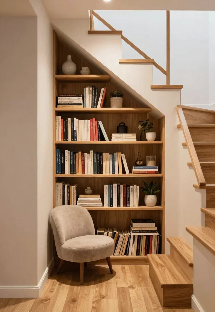 14 Small Space Bookshelf Ideas That Maximize Every Inch - 10. Under-Stair Bookshelves for Unexpected Charm 1