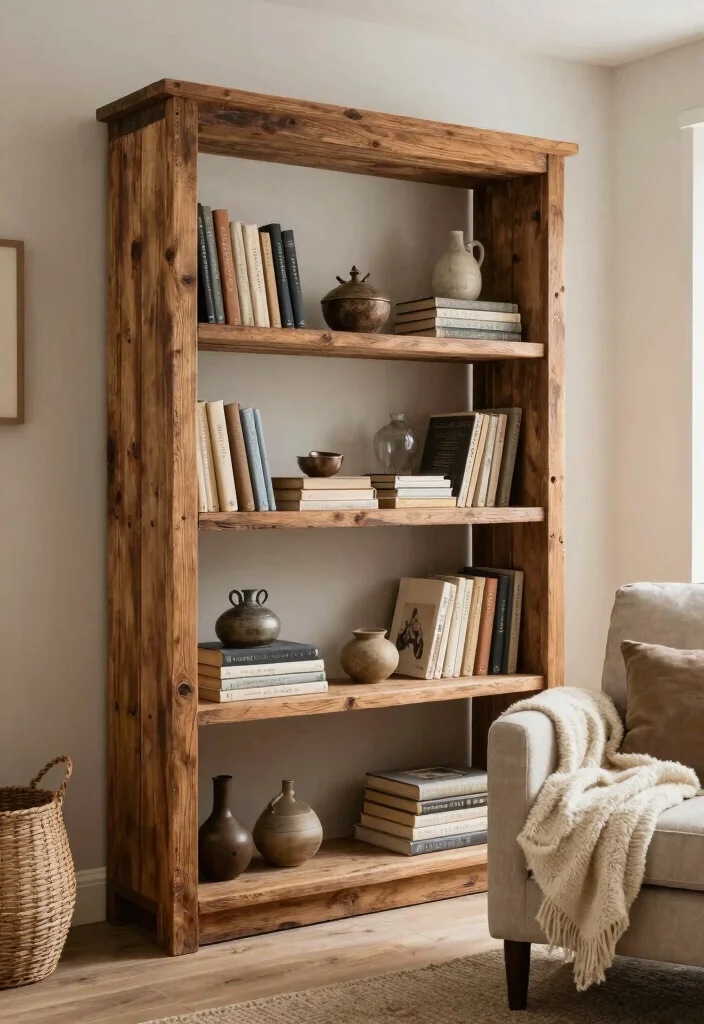 14 Small Space Bookshelf Ideas That Maximize Every Inch - 11. Reclaimed Wood Bookshelves for Eco-Friendly Style 1