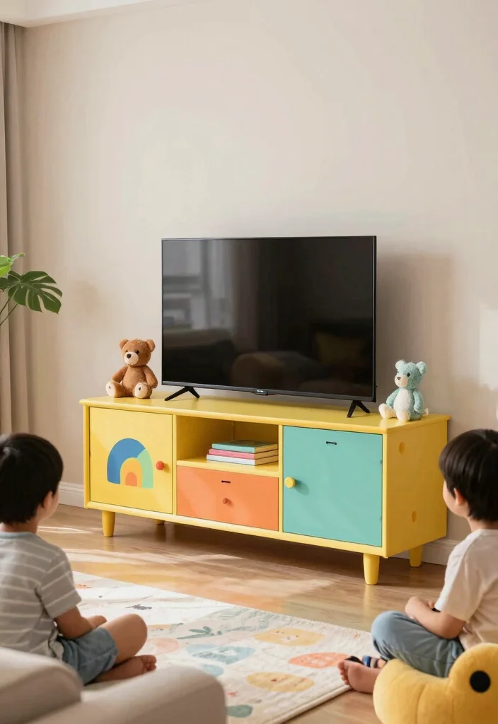 14 Tall TV Unit Ideas That Make a Statement 64 14 Tall TV Unit Ideas That Make a Statement - 14. Playful Designs for Families 1