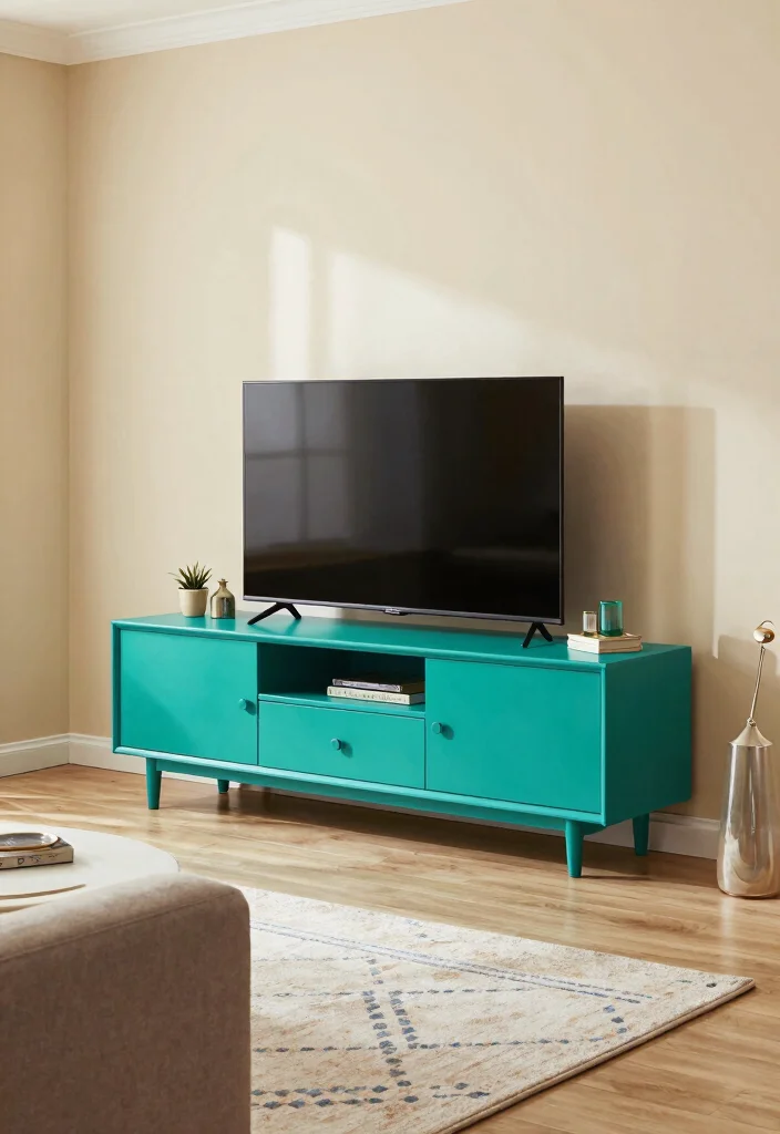 14 Tall TV Unit Ideas That Make a Statement 27 14 Tall TV Unit Ideas That Make a Statement - 7. Statement Colors 1