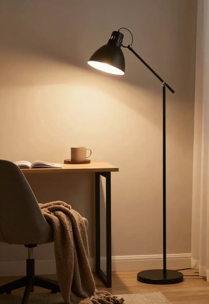 15 Black Floor Lamp Ideas That Feel Bold & Sleek 52 15 Black Floor Lamp Ideas That Feel Bold & Sleek - 12. The Adjustable Lamp: Tailor Your Lighting 1