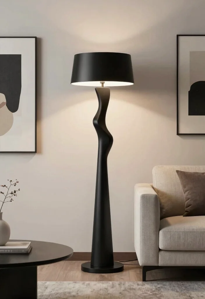 15 Black Floor Lamp Ideas That Feel Bold & Sleek 64 15 Black Floor Lamp Ideas That Feel Bold & Sleek - 14. The Artistic Floor Lamp: Sculptural Designs 1
