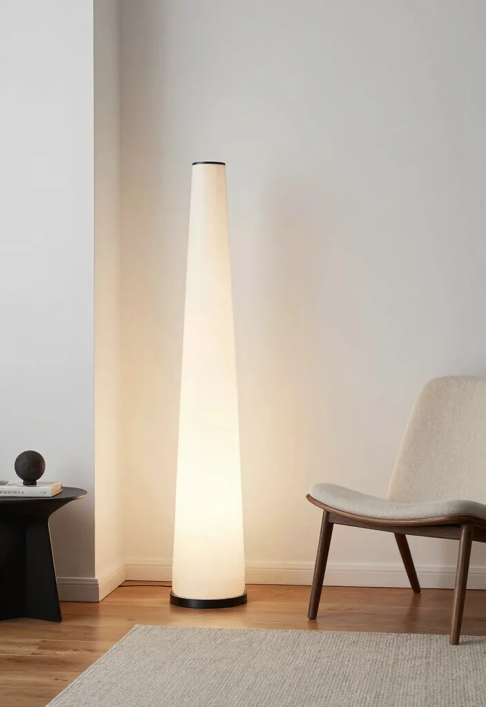 15 Black Floor Lamp Ideas That Feel Bold & Sleek 23 15 Black Floor Lamp Ideas That Feel Bold & Sleek - 3. The Minimalist Tower: Elegant Simplicity 1