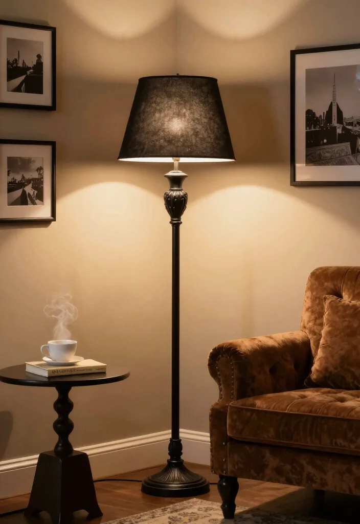 15 Black Floor Lamp Ideas That Feel Bold & Sleek 24 15 Black Floor Lamp Ideas That Feel Bold & Sleek - 4. The Vintage Revival: A Touch of Nostalgia 1