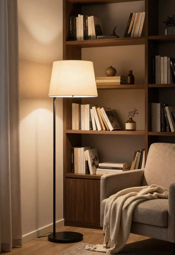 15 Black Floor Lamp Ideas That Feel Bold & Sleek 39 15 Black Floor Lamp Ideas That Feel Bold & Sleek - 9. The Floor Lamp with Shelves: Dual Functionality 1