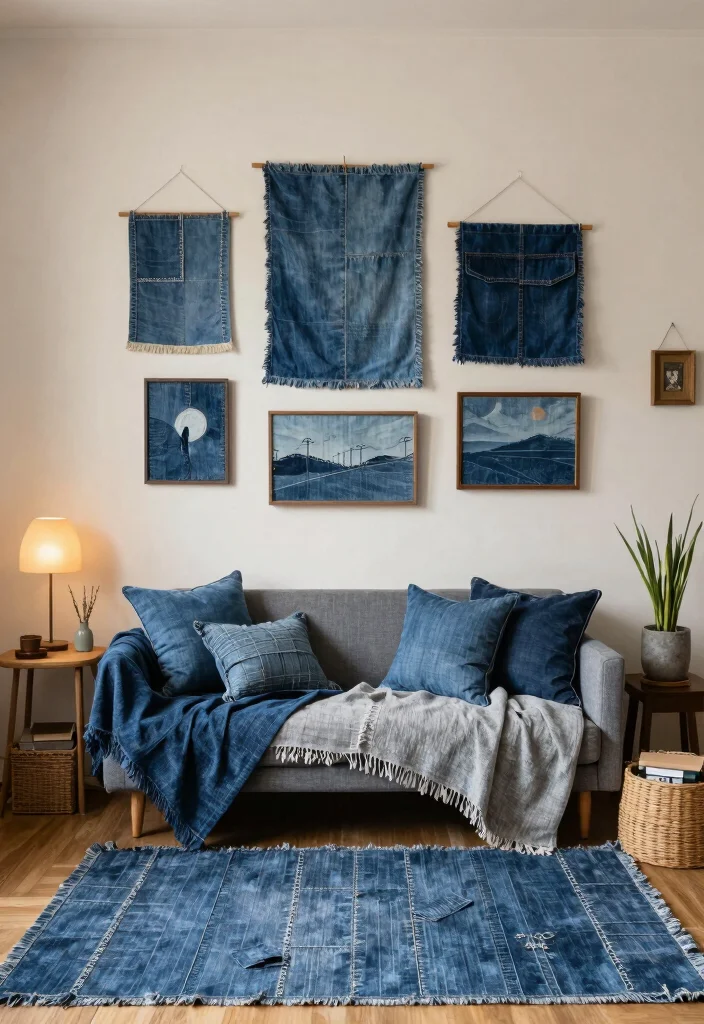 15 Blue Jean Rug Ideas With Casual Cool Vibes 53 15 Blue Jean Rug Ideas With Casual Cool Vibes - 13. Artistic Wall Hangings 1