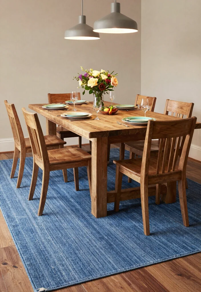 15 Blue Jean Rug Ideas With Casual Cool Vibes 2 15 Blue Jean Rug Ideas With Casual Cool Vibes - 2. Denim for the Dining Area 1