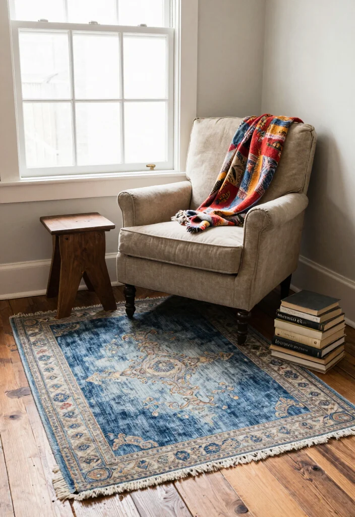 15 Blue Jean Rug Ideas With Casual Cool Vibes 5 15 Blue Jean Rug Ideas With Casual Cool Vibes - 5. Vintage Denim Charm 1