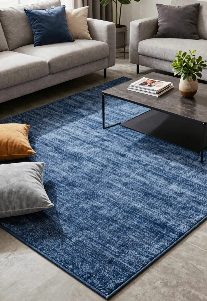 15 Blue Jean Rug Ideas With Casual Cool Vibes 17 15 Blue Jean Rug Ideas With Casual Cool Vibes - 7. Texture Play 1