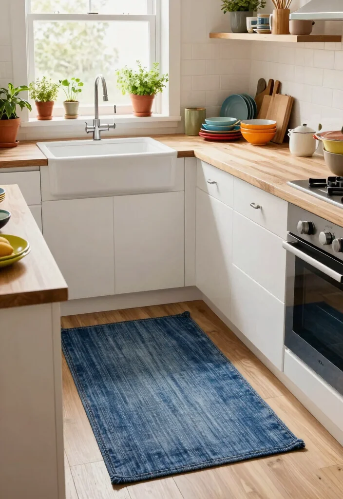 15 Blue Jean Rug Ideas With Casual Cool Vibes 29 15 Blue Jean Rug Ideas With Casual Cool Vibes - 9. Eco-Friendly Kitchen Mat 1