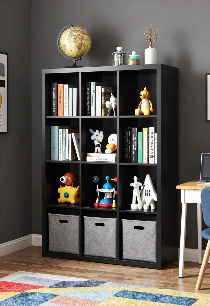 15 Boys Room Bookshelf Ideas That Feel Cool & Practical 12 15 Boys Room Bookshelf Ideas That Feel Cool & Practical - 2. Multi-Functional Bookcase: Keep It Practical 1