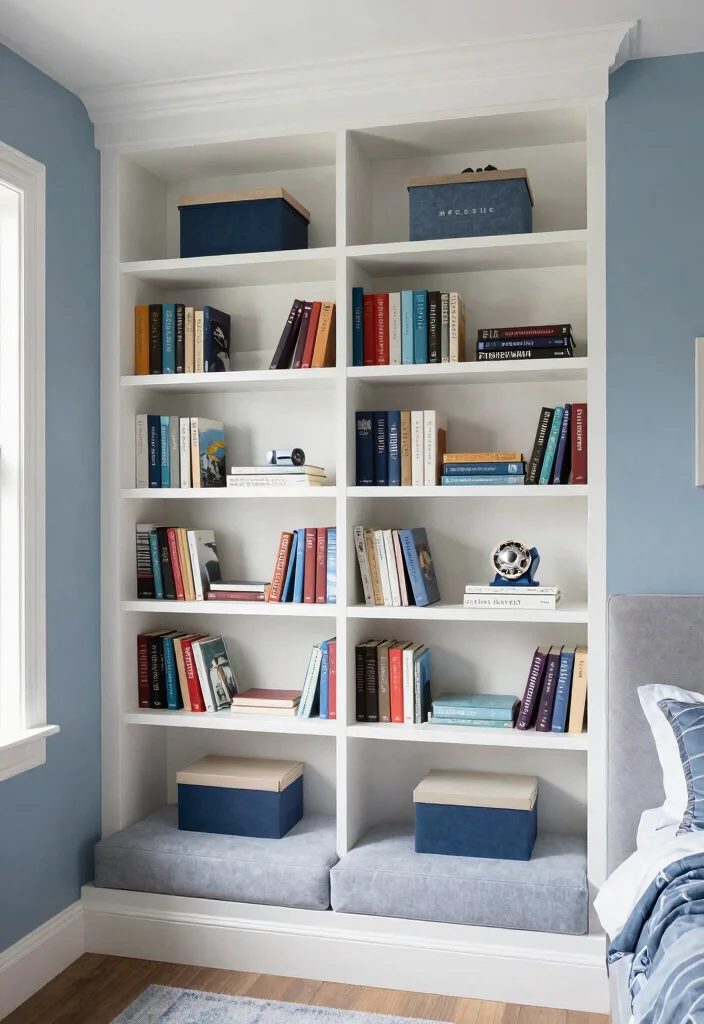 15 Boys Room Bookshelf Ideas That Feel Cool & Practical 27 15 Boys Room Bookshelf Ideas That Feel Cool & Practical - 7. Built-In Shelving: Seamless Integration 1