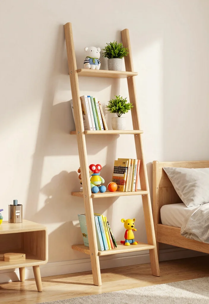15 Boys Room Bookshelf Ideas That Feel Cool & Practical 28 15 Boys Room Bookshelf Ideas That Feel Cool & Practical - 8. Ladder Shelves: Trendy and Functional 1