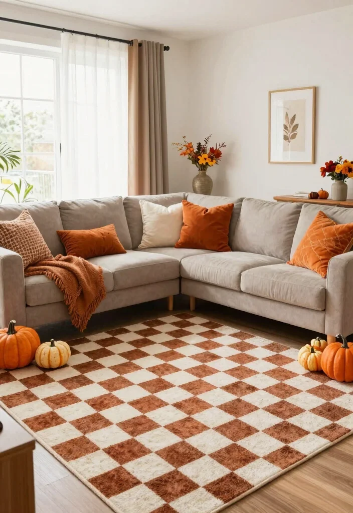 15 Checkered Rug Living Room Ideas That Feel Bold & Trendy 65 15 Checkered Rug Living Room Ideas That Feel Bold & Trendy - 15. Seasonal Switch-Up 1