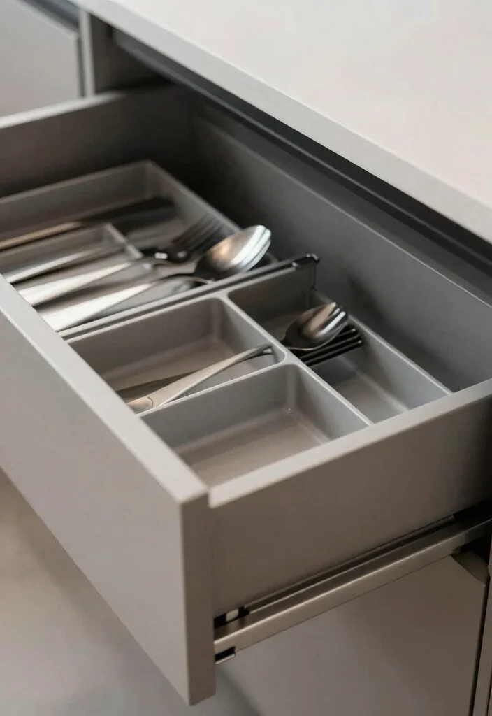 15 Cutlery Unit Design Modern Ideas That Organize Beautifully - 15. Minimalist Drawer Runners 1