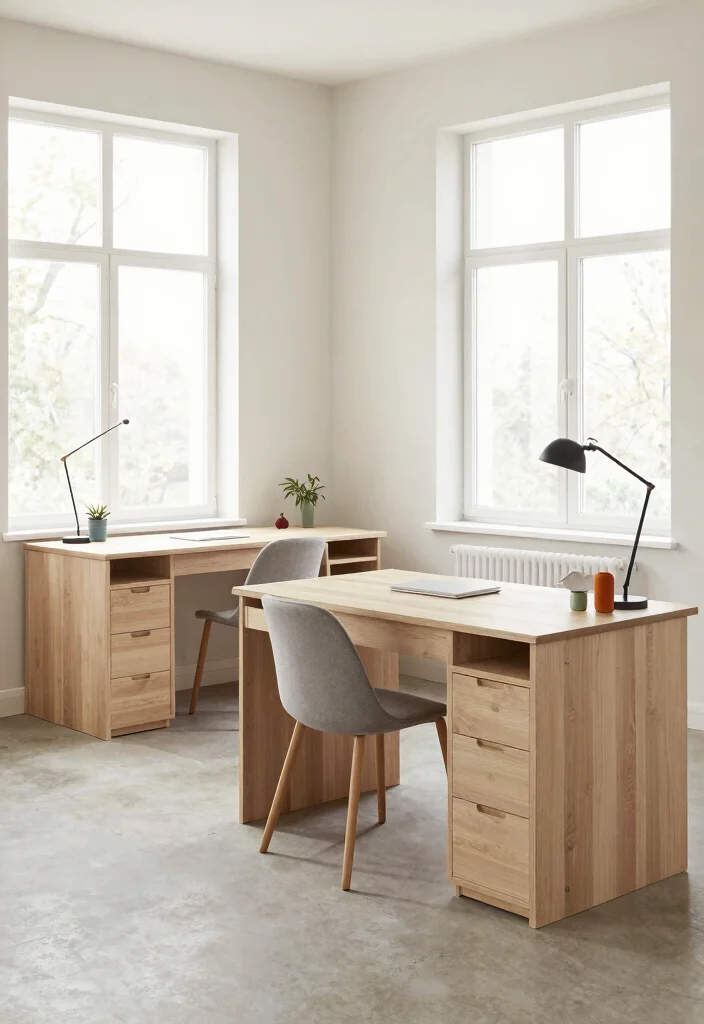 15 Dual Desk Setup Ideas for Maximum Productivity - 13. Scandinavian Simplicity 1