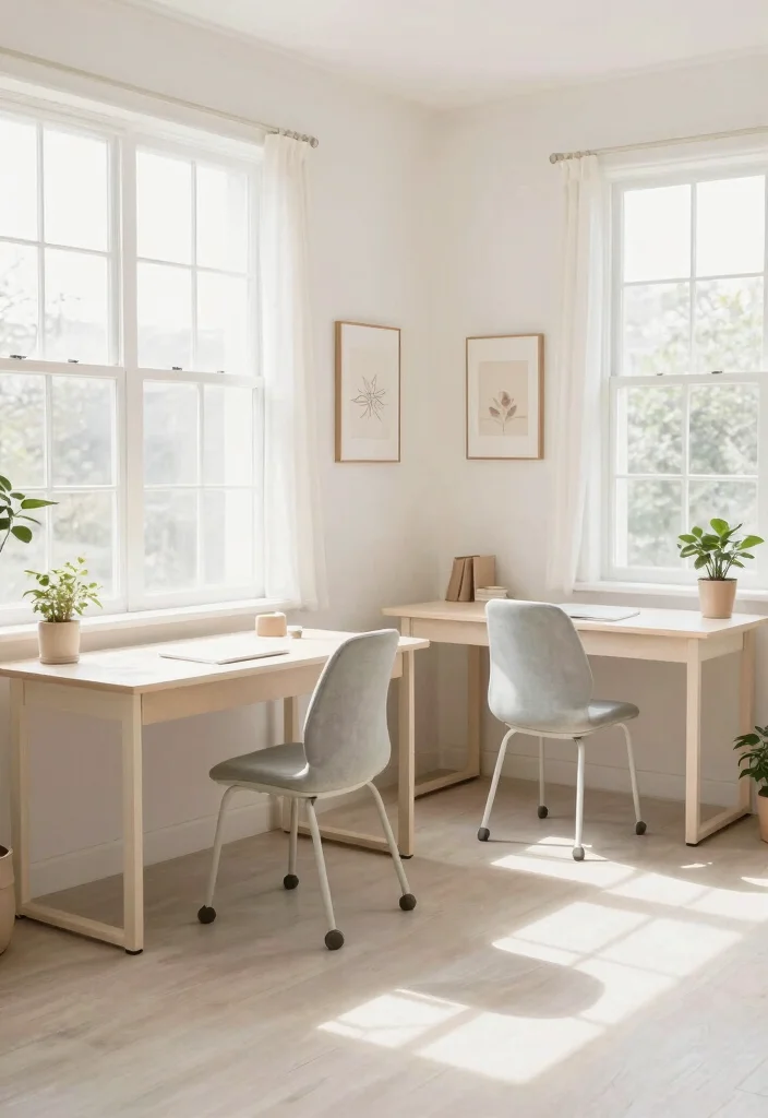 15 Dual Desk Setup Ideas for Maximum Productivity - 5. Bright and Airy 1
