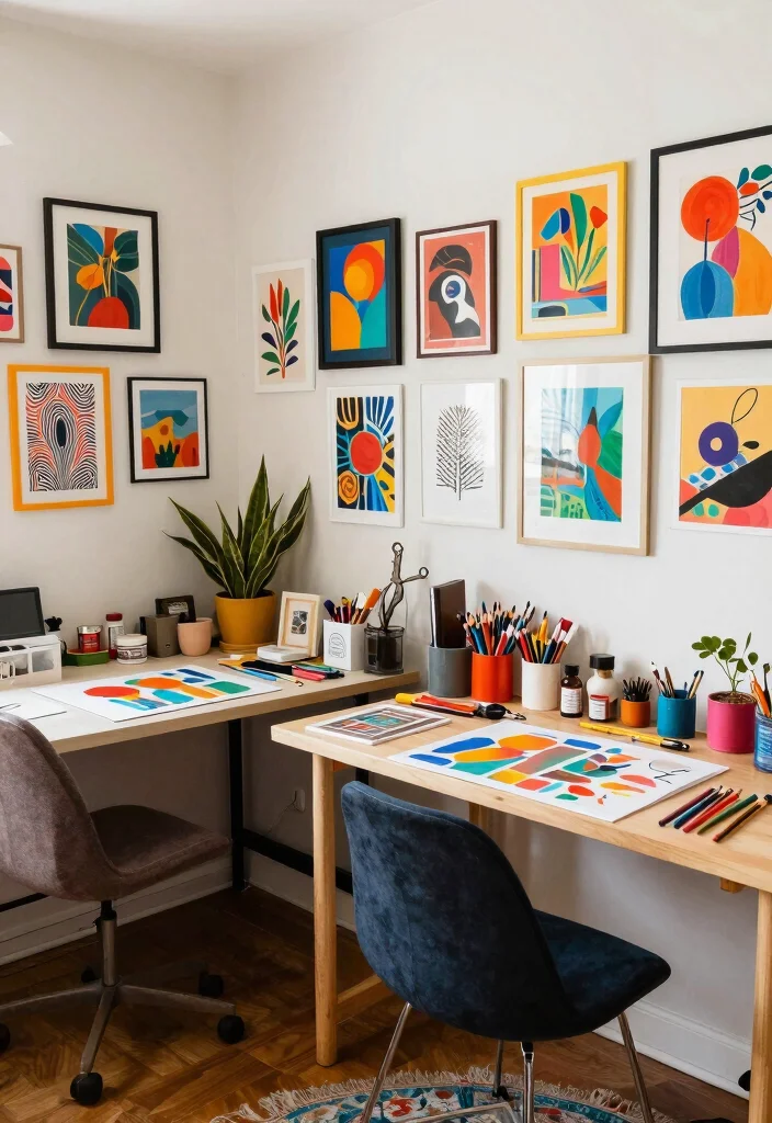15 Dual Desk Setup Ideas for Maximum Productivity - 8. Artistic Expression 1