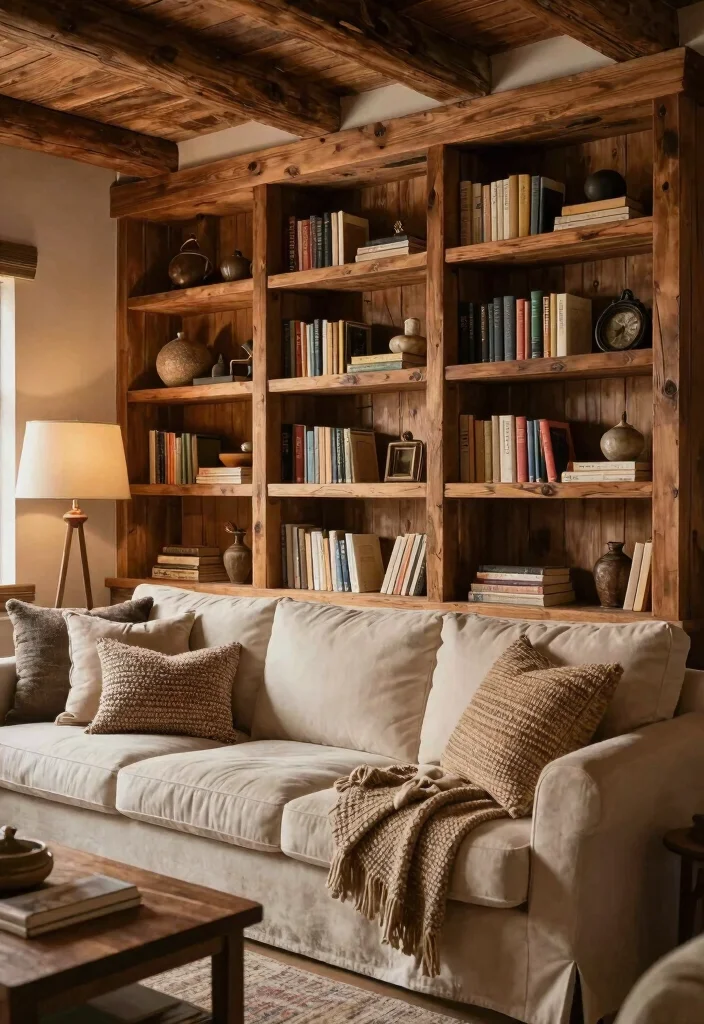 15 In Wall Bookshelf Ideas That Save Space Beautifully 54 15 In Wall Bookshelf Ideas That Save Space Beautifully - 14. Rustic Farmhouse-Style Bookshelves 1