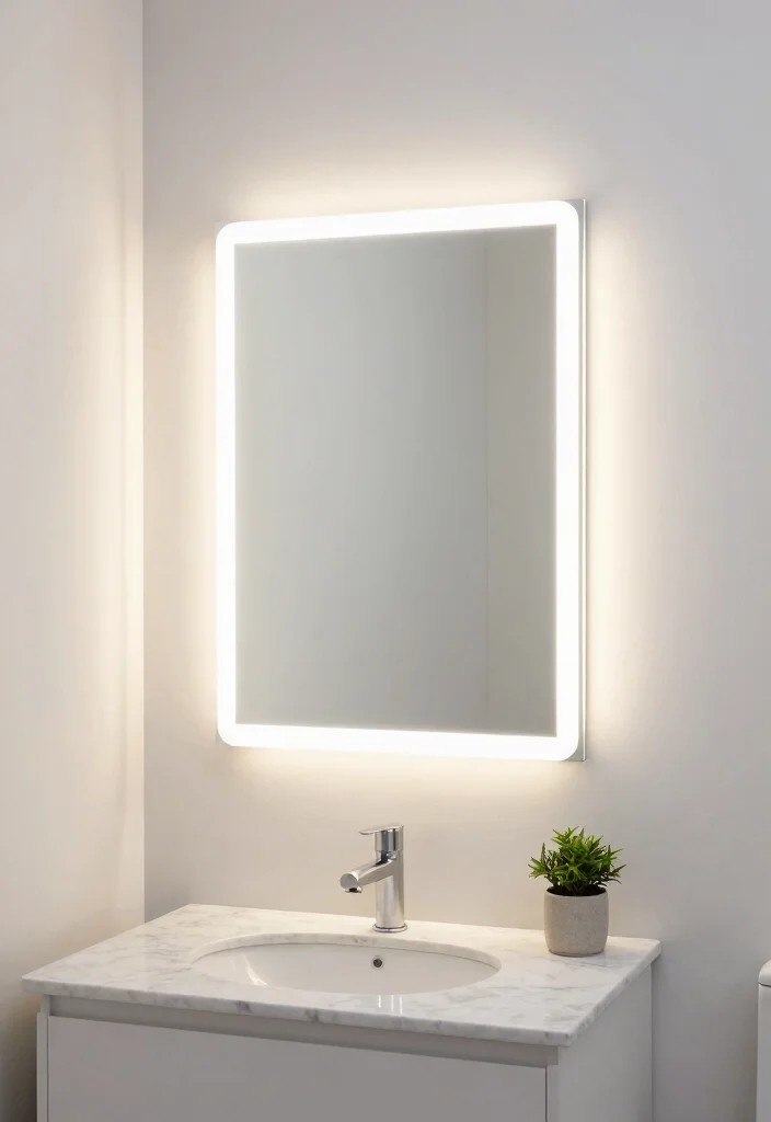 15 LED Light Mirror Bathroom Ideas That Glow Beautifully 1 15 LED Light Mirror Bathroom Ideas That Glow Beautifully - 1. Frameless Beauty 1