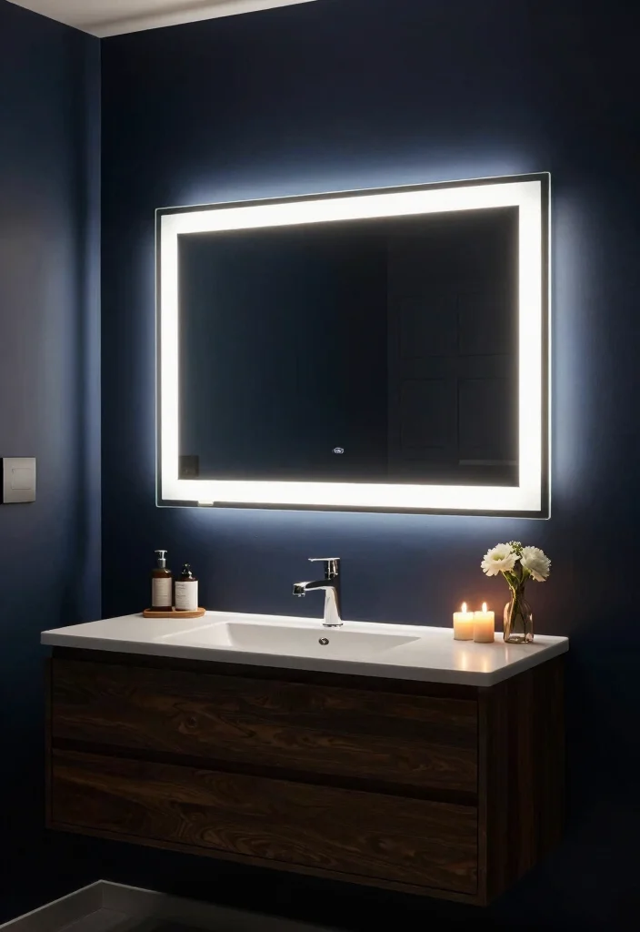 15 LED Light Mirror Bathroom Ideas That Glow Beautifully 2 15 LED Light Mirror Bathroom Ideas That Glow Beautifully - 2. Backlit Brilliance 1