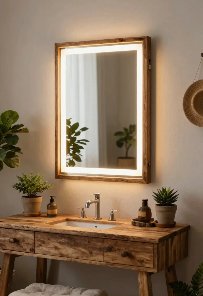 15 LED Light Mirror Bathroom Ideas That Glow Beautifully 37 15 LED Light Mirror Bathroom Ideas That Glow Beautifully - 7. Nature-Inspired 1
