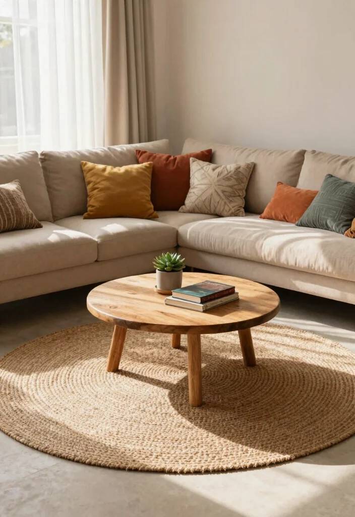 15 Round Boho Rug Ideas With Free Spirited Vibes - 1. The Timeless Jute Round Rug 1