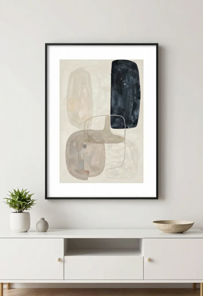 15 TV Unit Decoration Ideas That Elevate Your Space - 2. Decorate with Minimalist Art 1