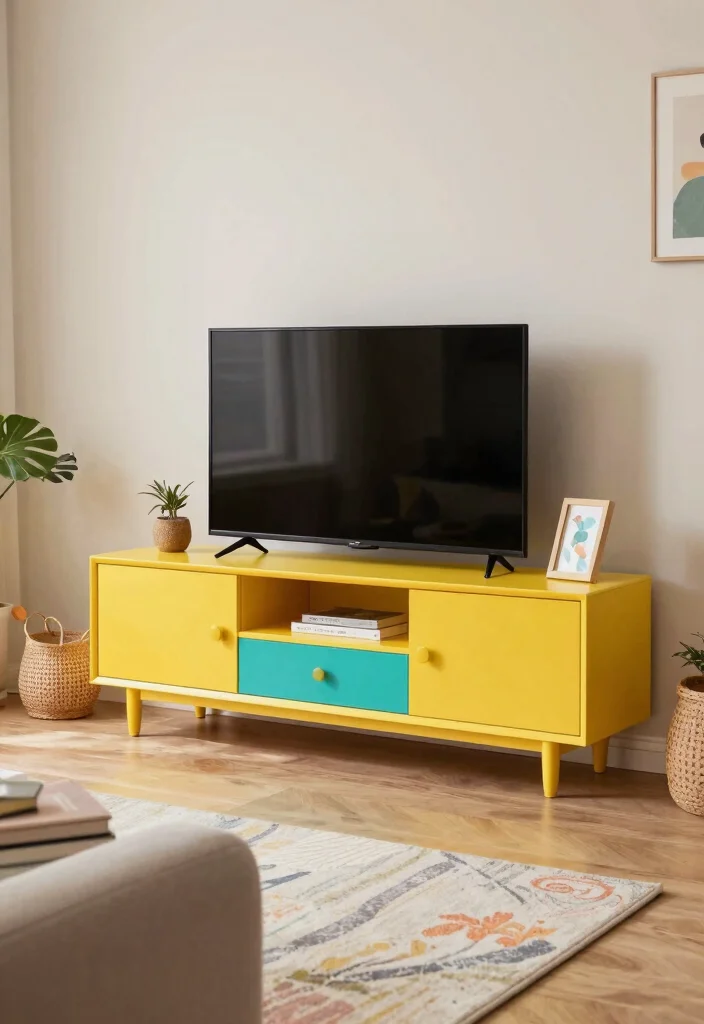 15 TV Unit With Storage 2026 Trending Ideas That Hide Clutter - 11. Colorful Pop 1